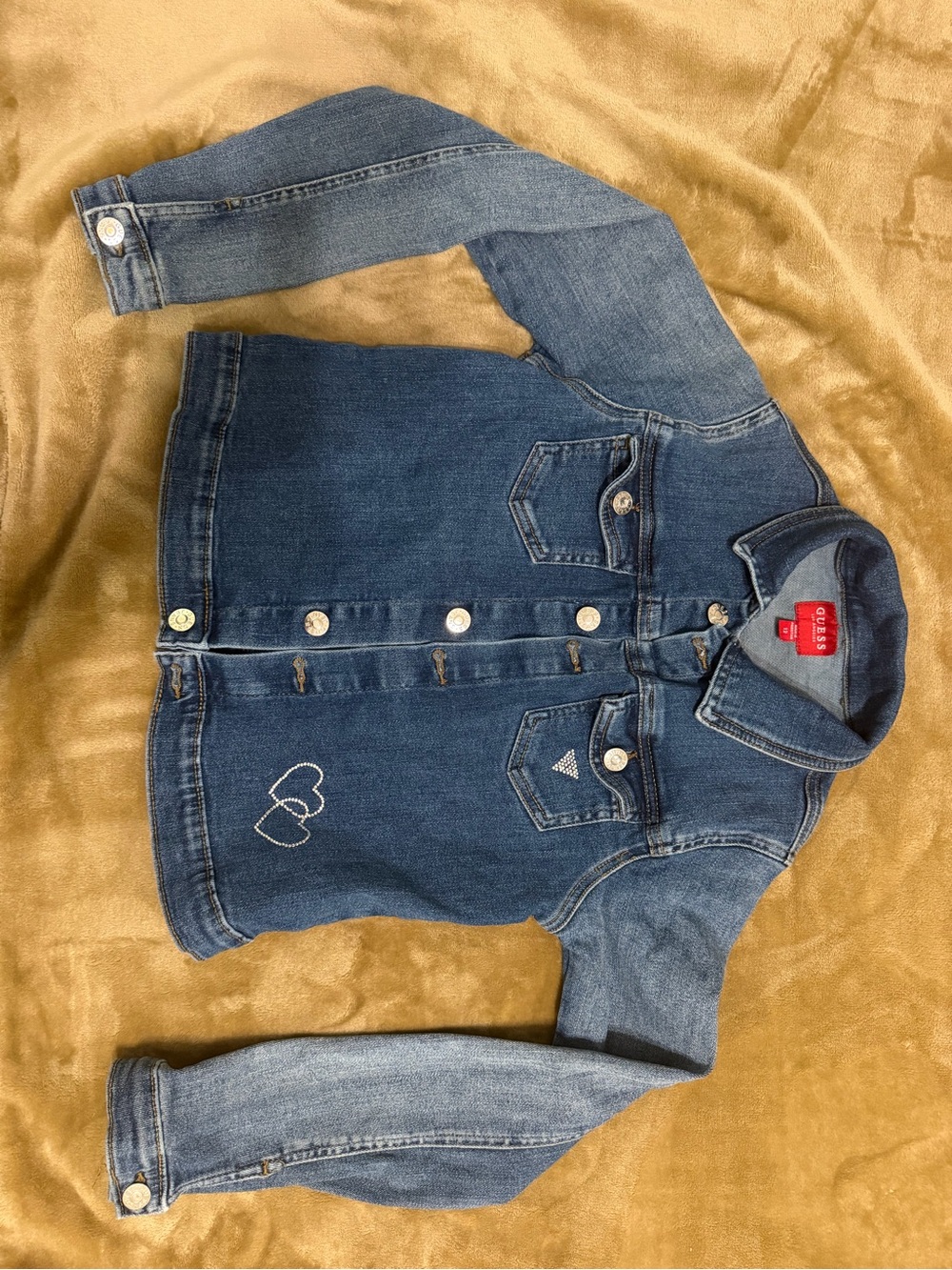 Guess Kids Two-Tone Blue Denim Jacket with Heart Stitch